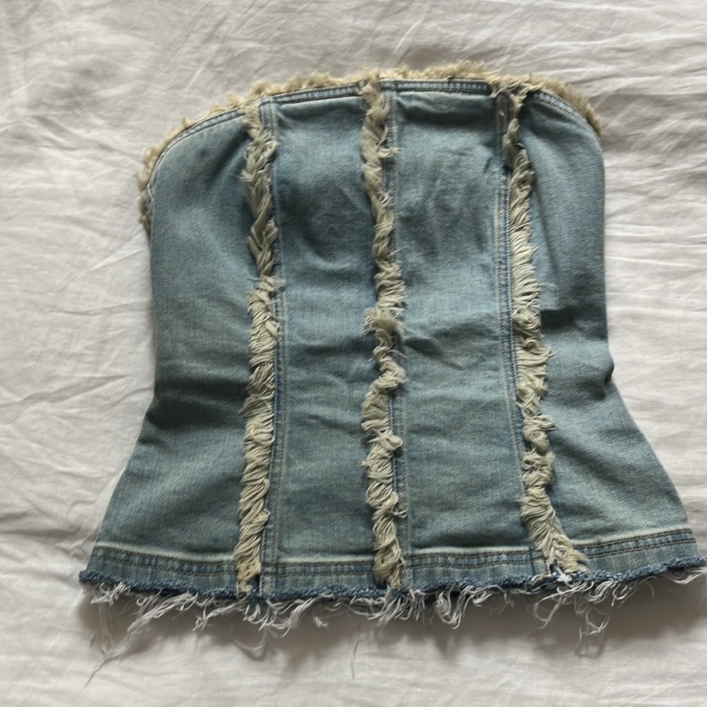 The Open Project (Open Yy) Denim Strapless Top Si… - image 2